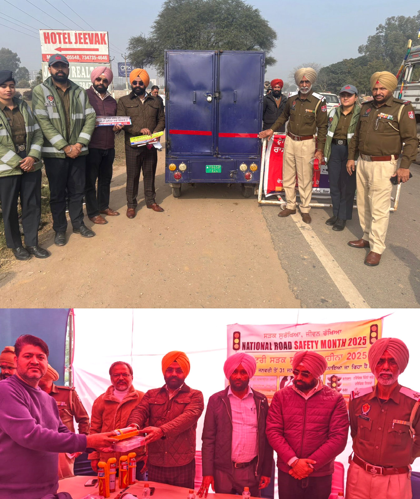 Under the National Road Safety Month, drivers and general public who came to get their vehicles passed in Bhagomajra were made aware about road rules.